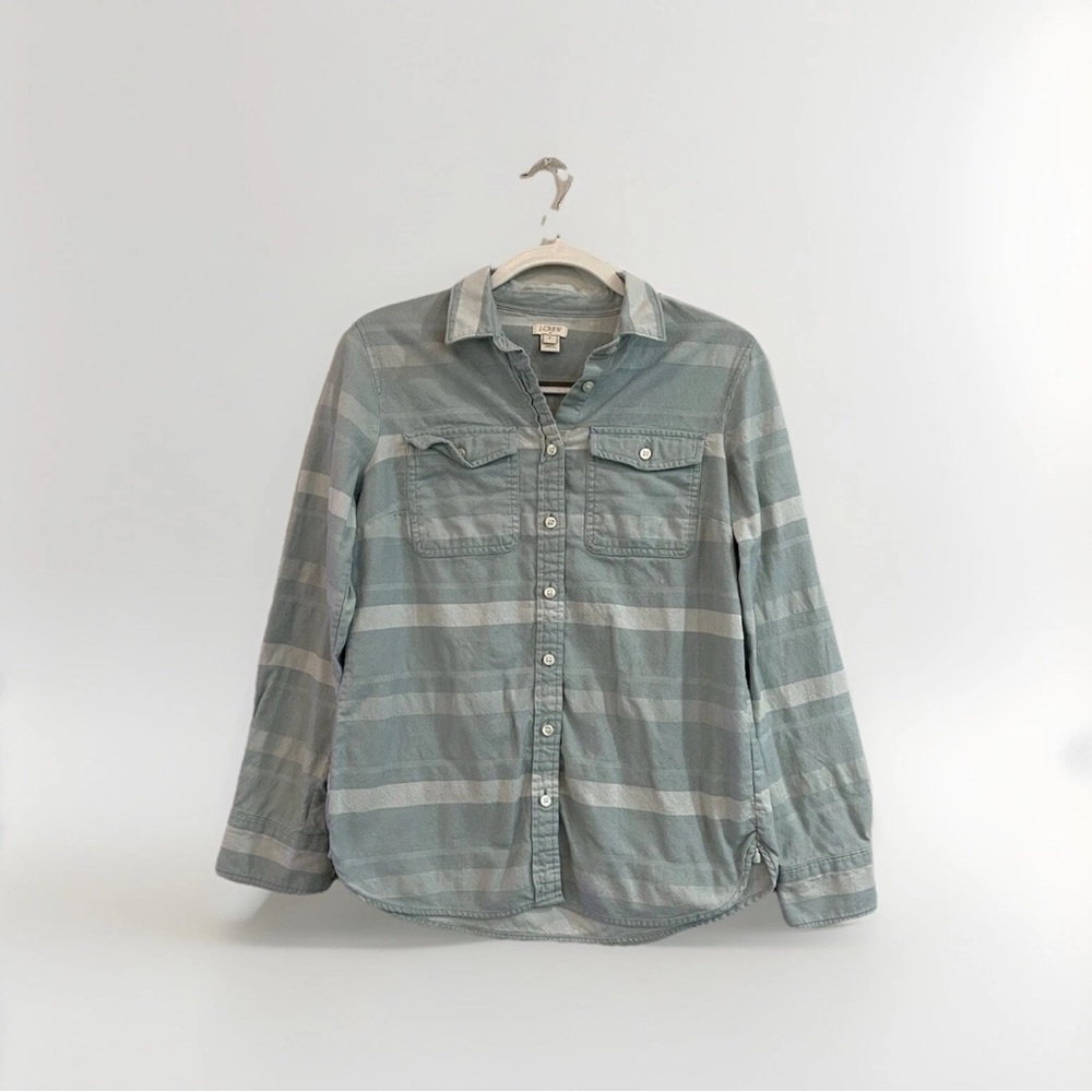 J. Crew Sky Blue Striped button up top